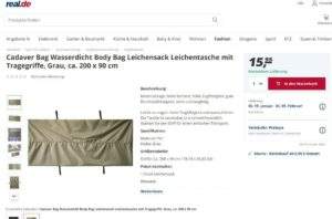 Reklame für einen Leichensack