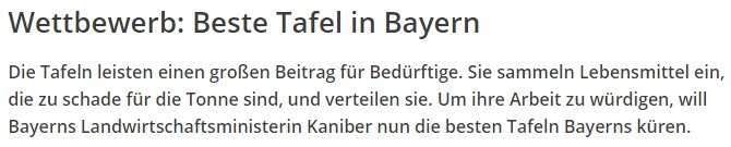 Wettbewerb der Tafeln Bayern